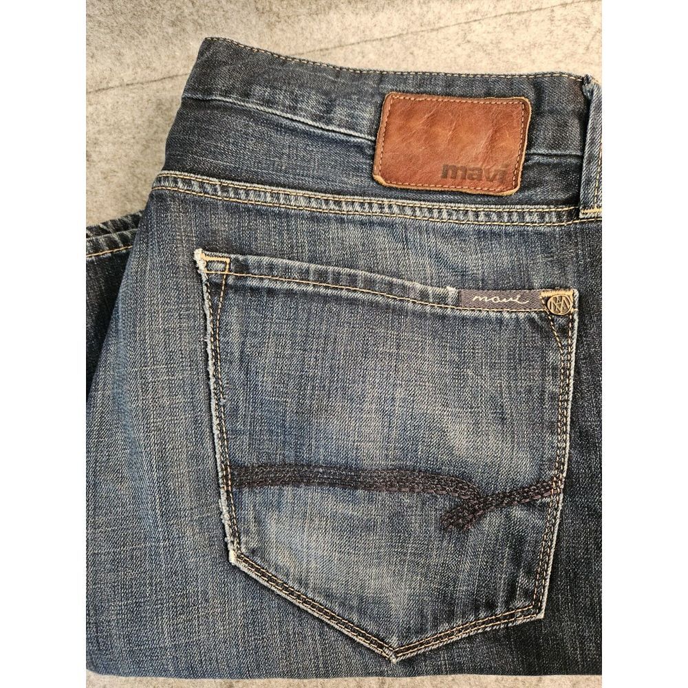 Mavi Zach Jeans‎ Mens 36x31 Blue Straight Leg Cotton Denim Whiskers Retro Grunge
